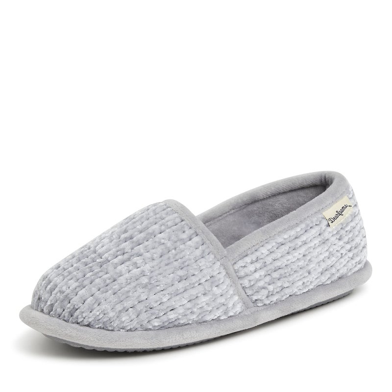Dearfoams Women's Chenille A-Line Slipper, Sleet, Small